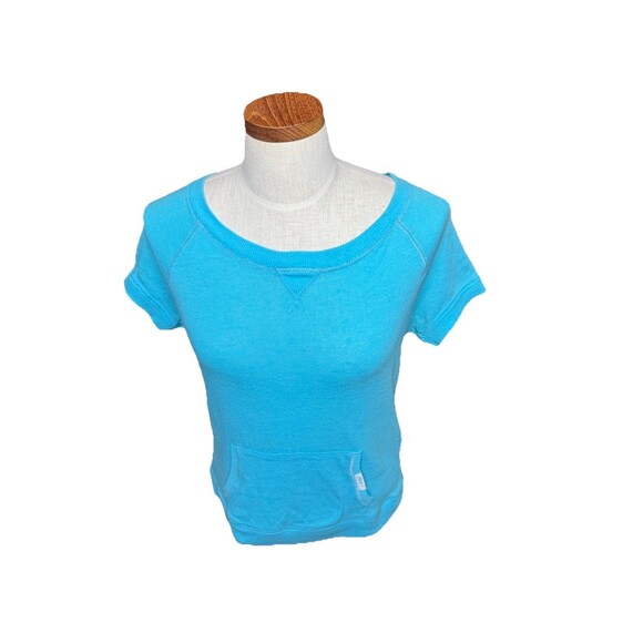 Y2K Aeropostale Light Blue Tee with Kangaroo Pocket Size Medium GUC Vintage - Picture 4 of 8